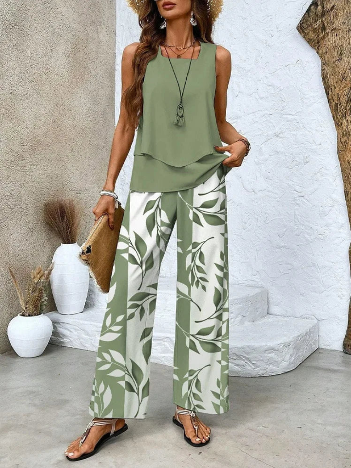 Ovelynra™ | Top senza maniche e pantaloni a gamba larga