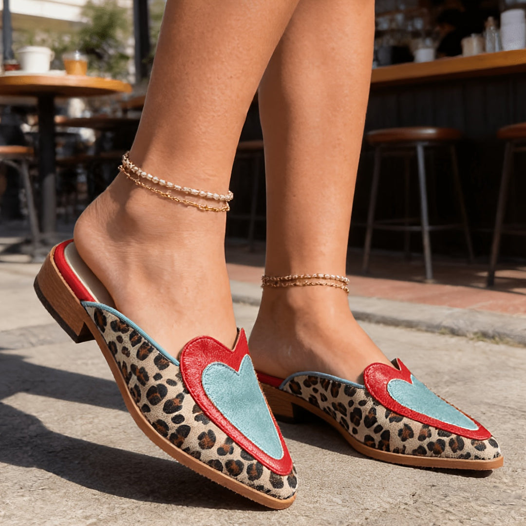 Perla | Mules senza schienale con stampa leopardata