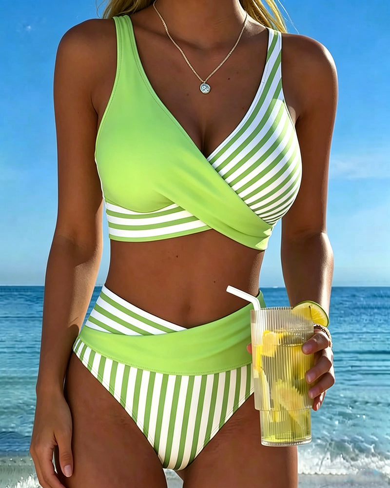 Bikini Strisce Incrociate Stampato