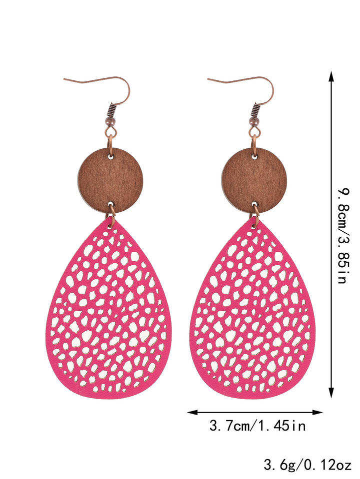 Eliana - Orecchini a pendente in PU Leather dallo stile vintage