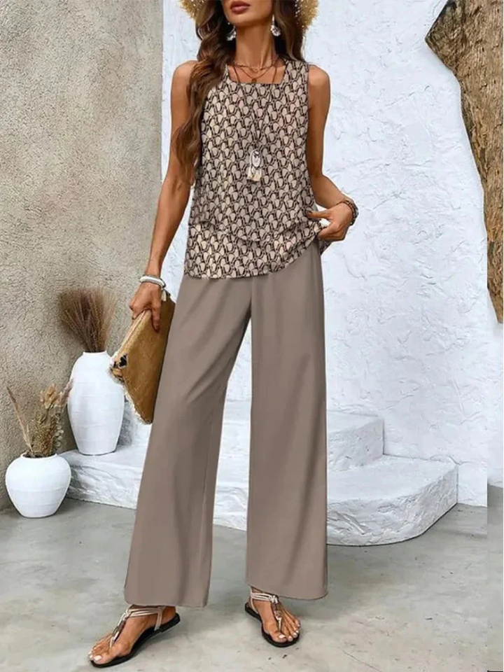 Ovelynra™ | Top senza maniche e pantaloni a gamba larga