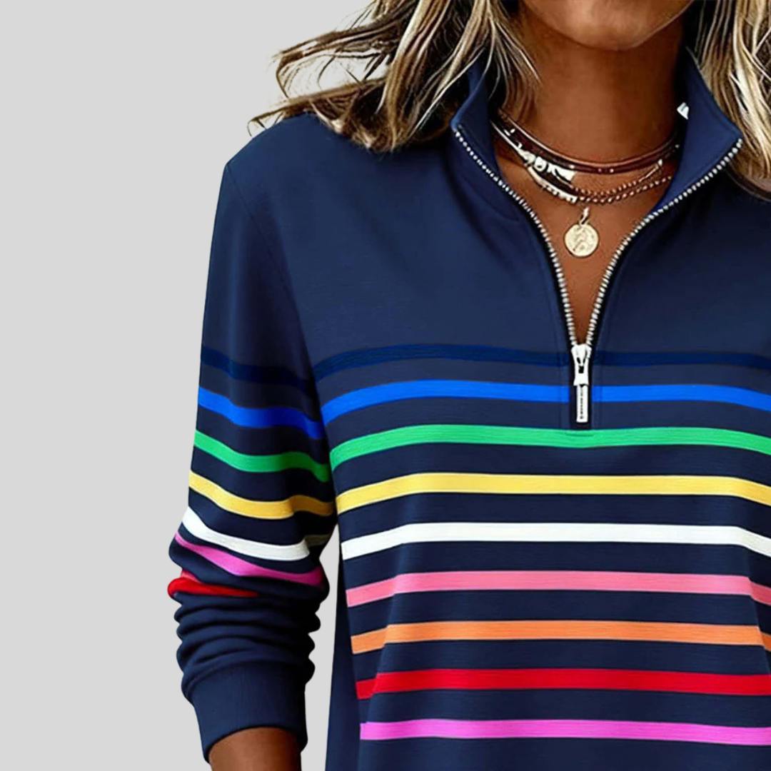 Prismette™ | Felpa a maniche lunghe con zip a un quarto a righe colorate
