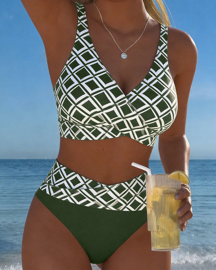 NEUS™ | Costume da Bagno a Due Pezzi Stile Reggiseno con Motivo a Diamante