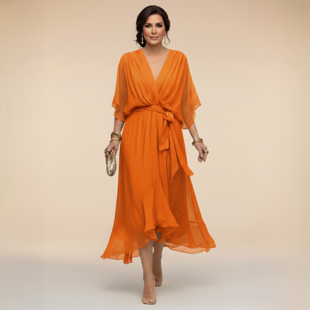 Monica | Abito in chiffon con scollo a V