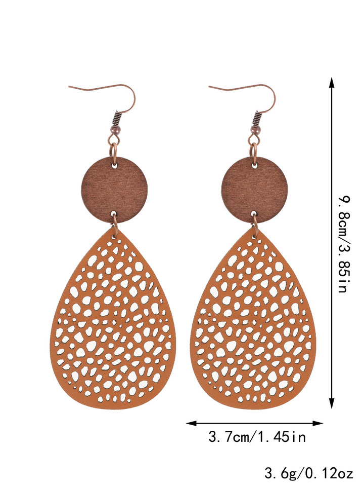 Eliana - Orecchini a pendente in PU Leather dallo stile vintage