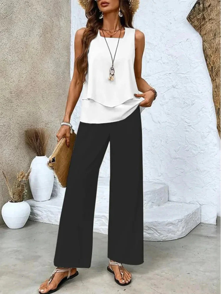 Ovelynra™ | Top senza maniche e pantaloni a gamba larga