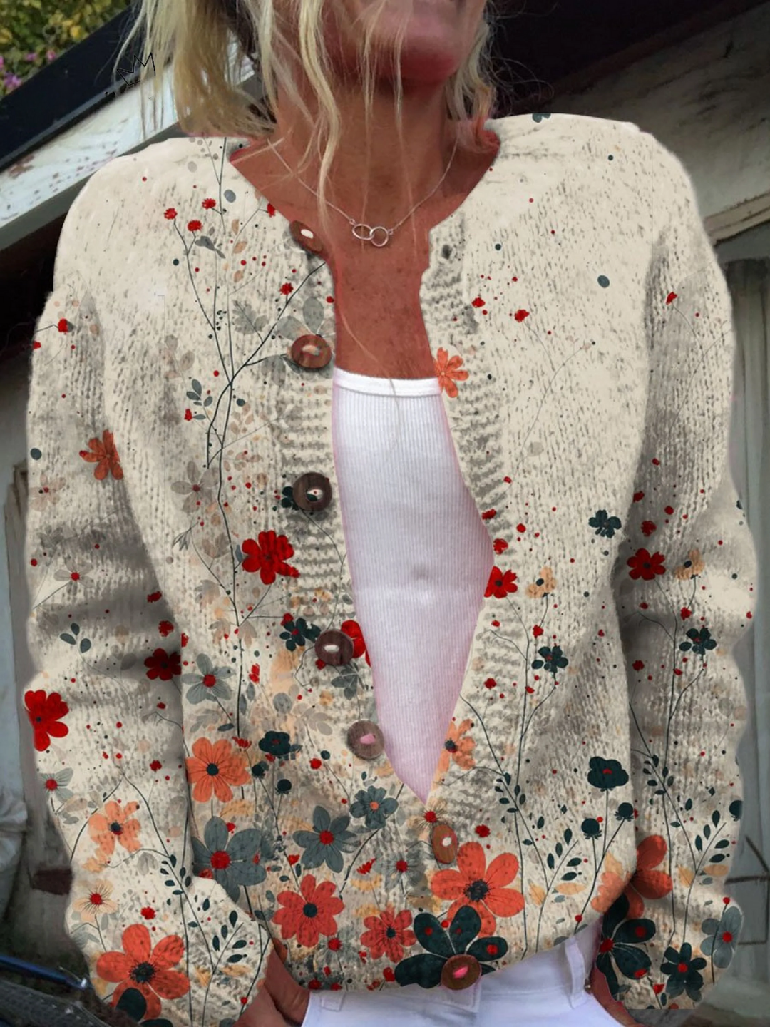 Sabrina™ | Cardigan Vintage a Fiori in Maglia