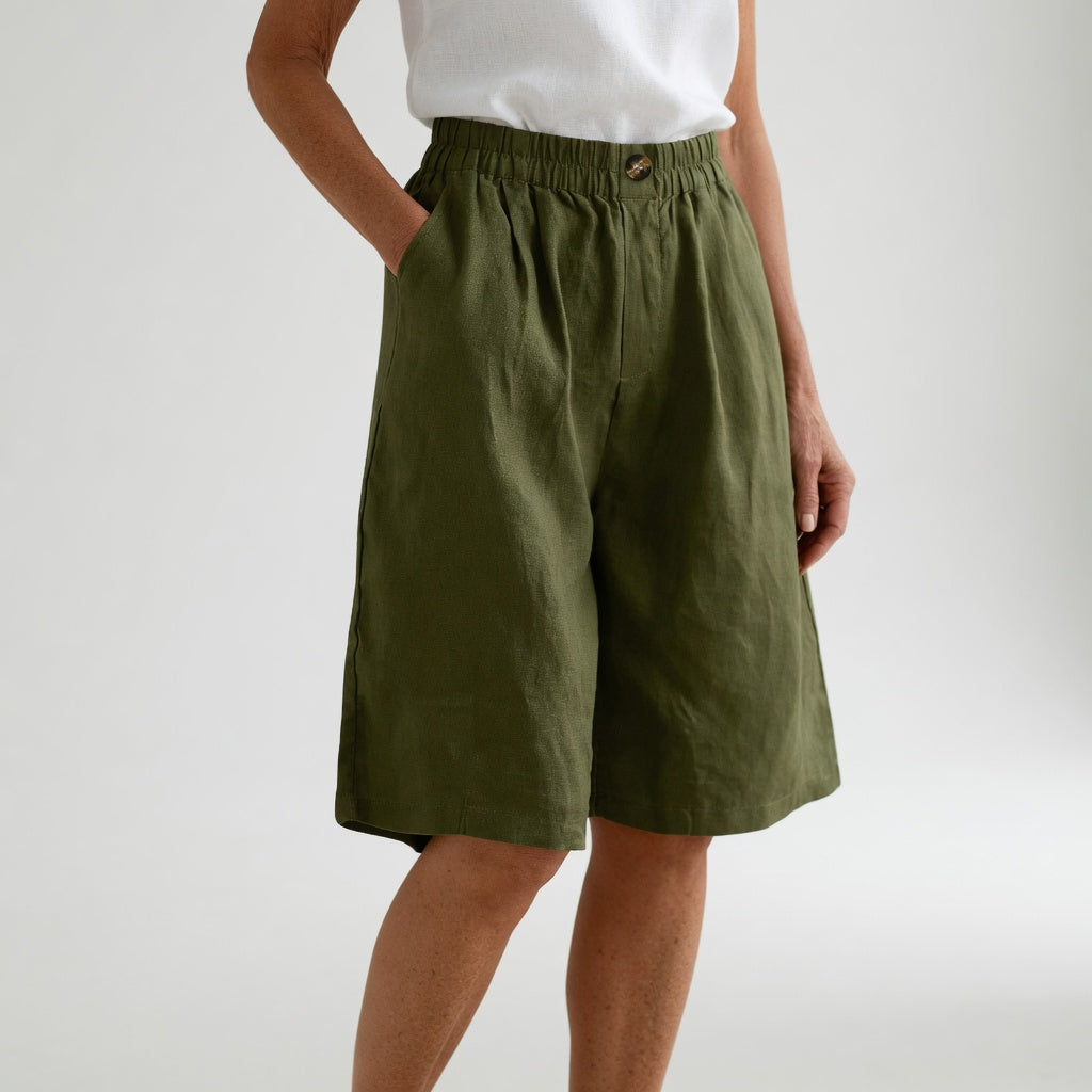 Wandeline™ — Pantaloni corti larghi con vita elastica, comfort estivo naturale