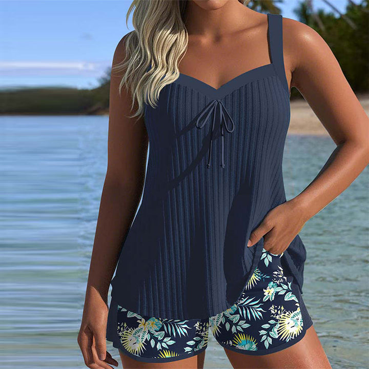 Julia | Tankini a righe con slip da bagno a due pezzi