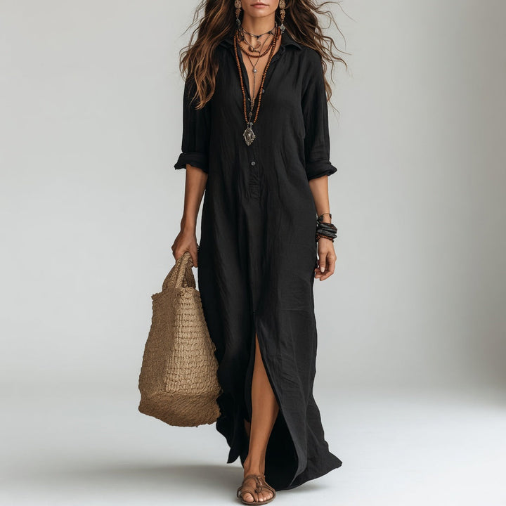 Violaine™ — Abito lungo camicia bohemien eleganza naturale