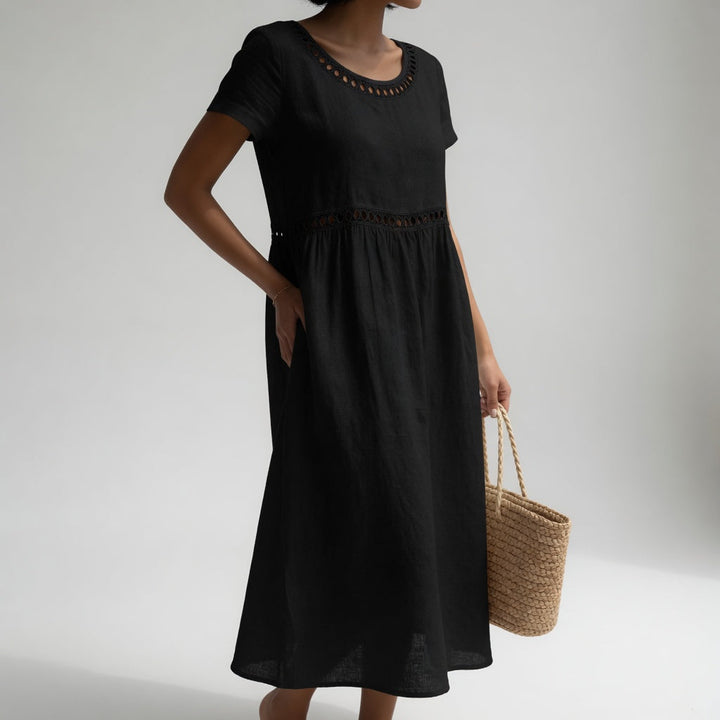 Pernelle™ | Abito midi 100% cotone ricamato femminilità delicata
