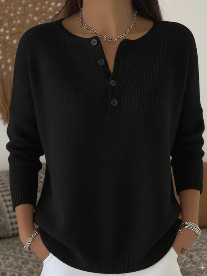 Helena™ | Maglione a Maglia con Bottoni Henley