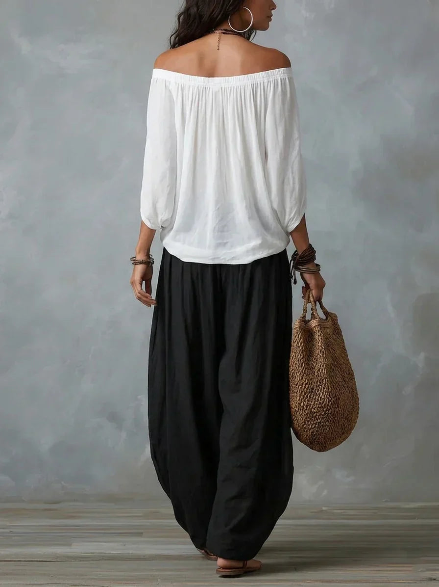 Top Off-Shoulder Ensemble & Pantaloni Lantern