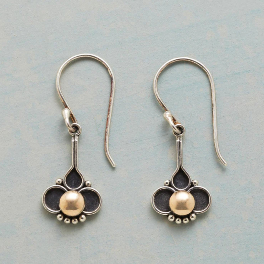 Orecchini Boho Trifoglio con Perle d'Oro