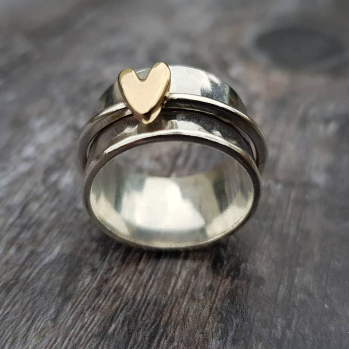 Isabel - Anello in Argento con Cuore Dorato