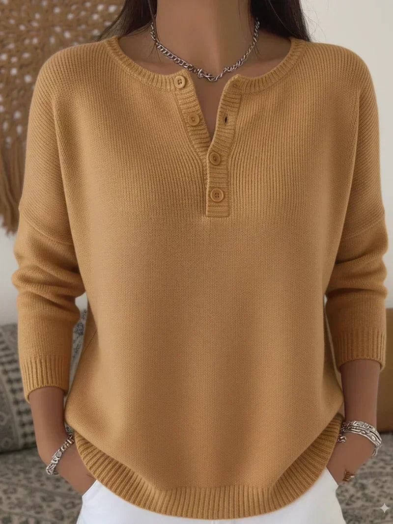 Helena™ | Maglione a Maglia con Bottoni Henley