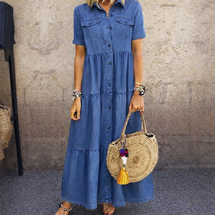 Elizabeth | Abito midi con bottoni davanti