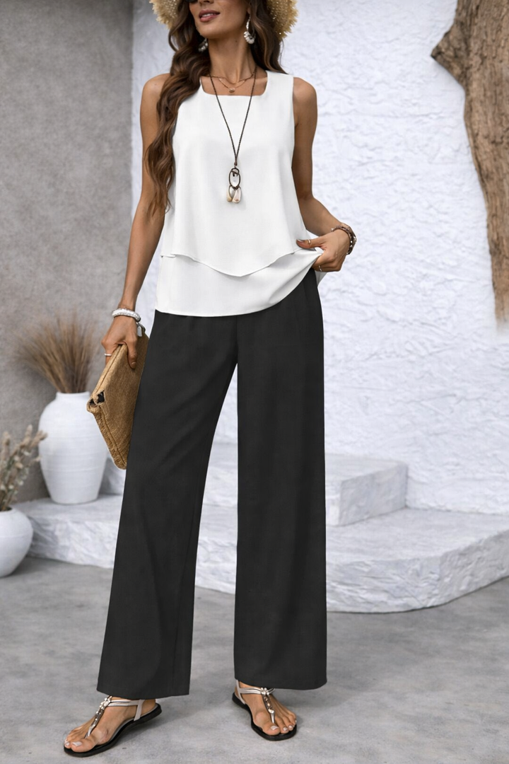 Gregoria™ | Completo Bicolore Blusa Bianca e Pantalone Nero
