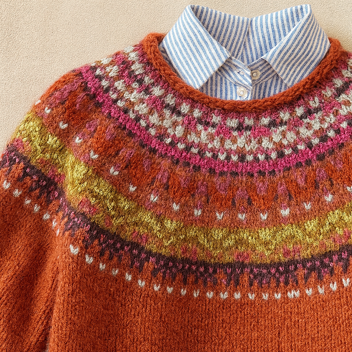 Simona | Maglione Fair Isle Rosso Scuro