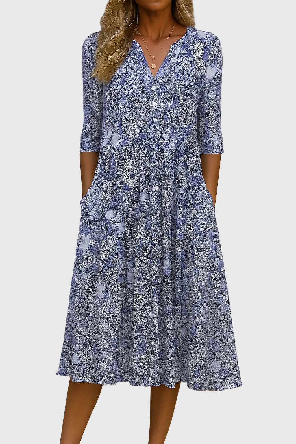 Rosa | Elegante Vestito Midi con Scollatura a V