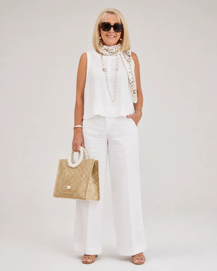 Trinidad™ | Completo Bianco Blusa e Pantalone Largo