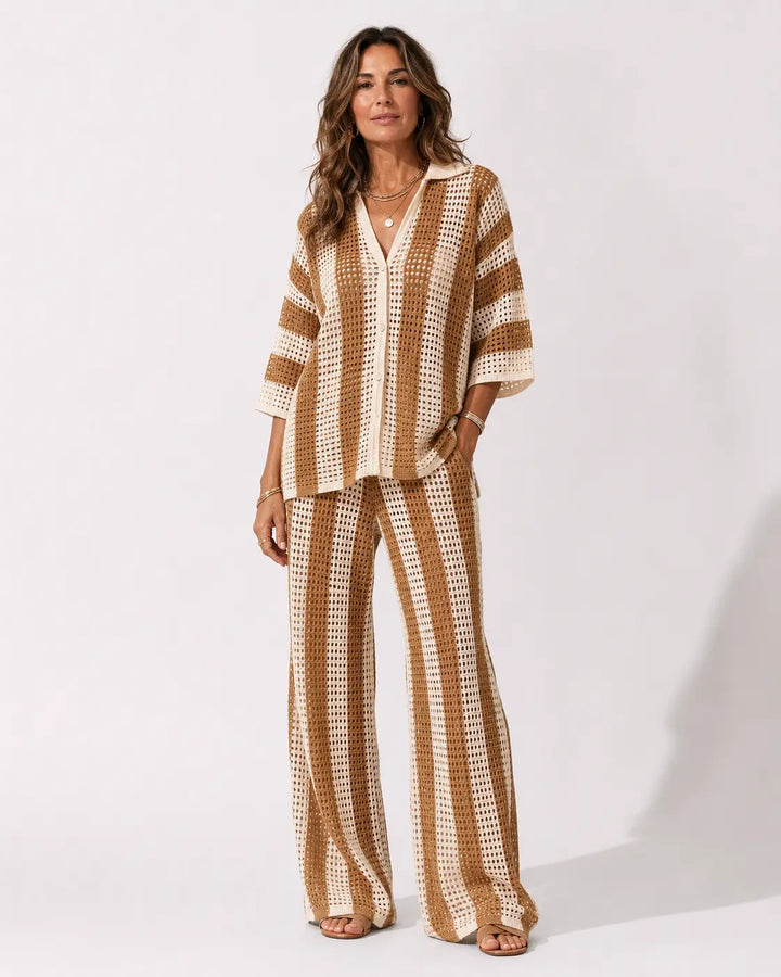 Zenaida™ | Set Crochet Strisce Kimono e Pantaloni