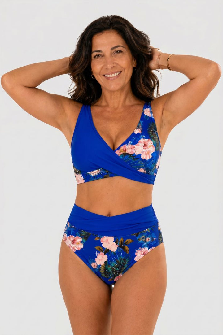 Bikini floreale Modellante a Vita Alta