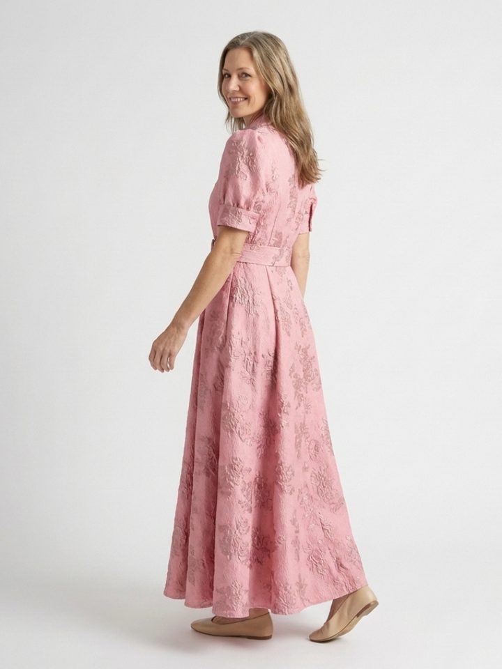 Xanthea | Abito maxi a maniche corte, aderente, con motivo floreale