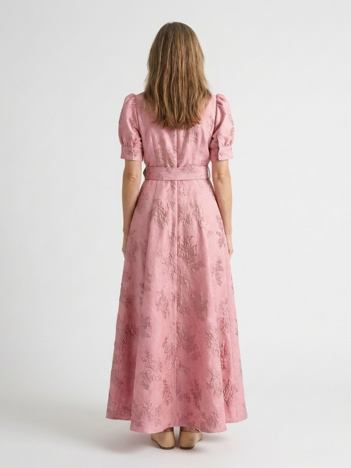 Xanthea | Abito maxi a maniche corte, aderente, con motivo floreale