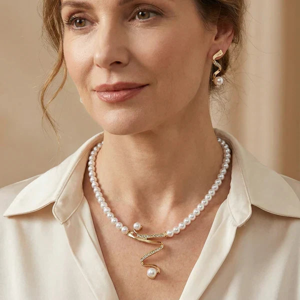 Almudena - Set Collana e Orecchini con Perle Naturali