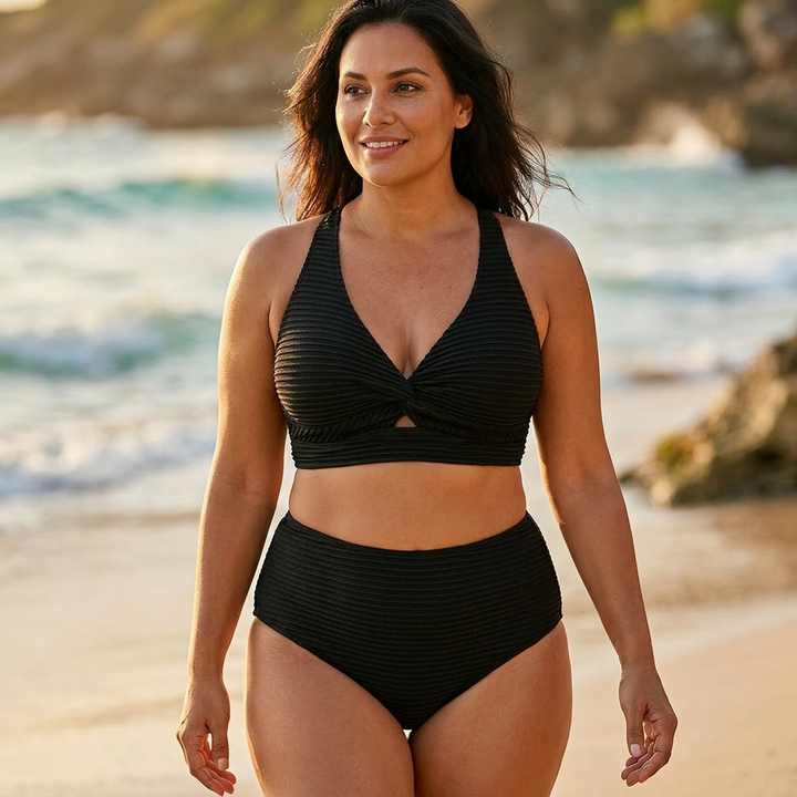Set Bikini a Vita Alta con Nodo Frontale