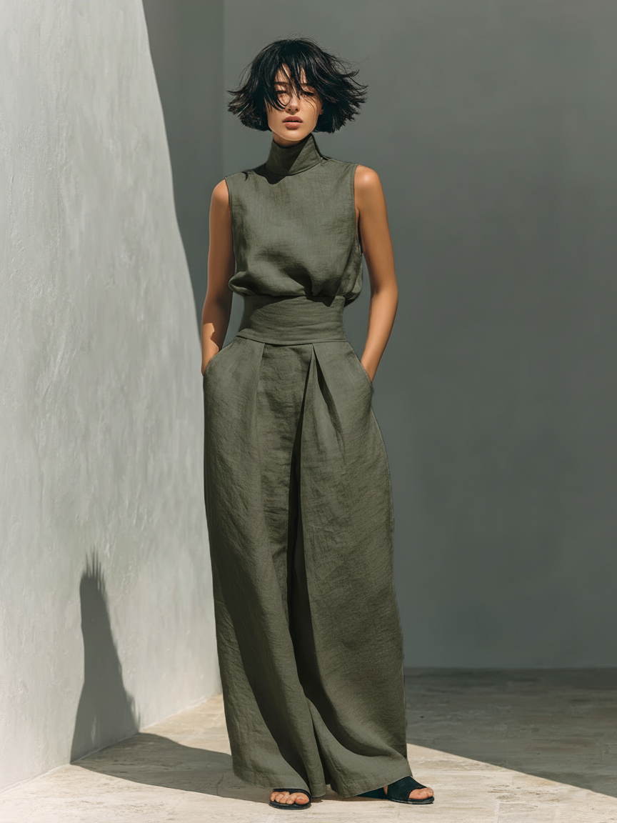 Venancia™ | Completo Minimalista Top e Pantaloni Larghi