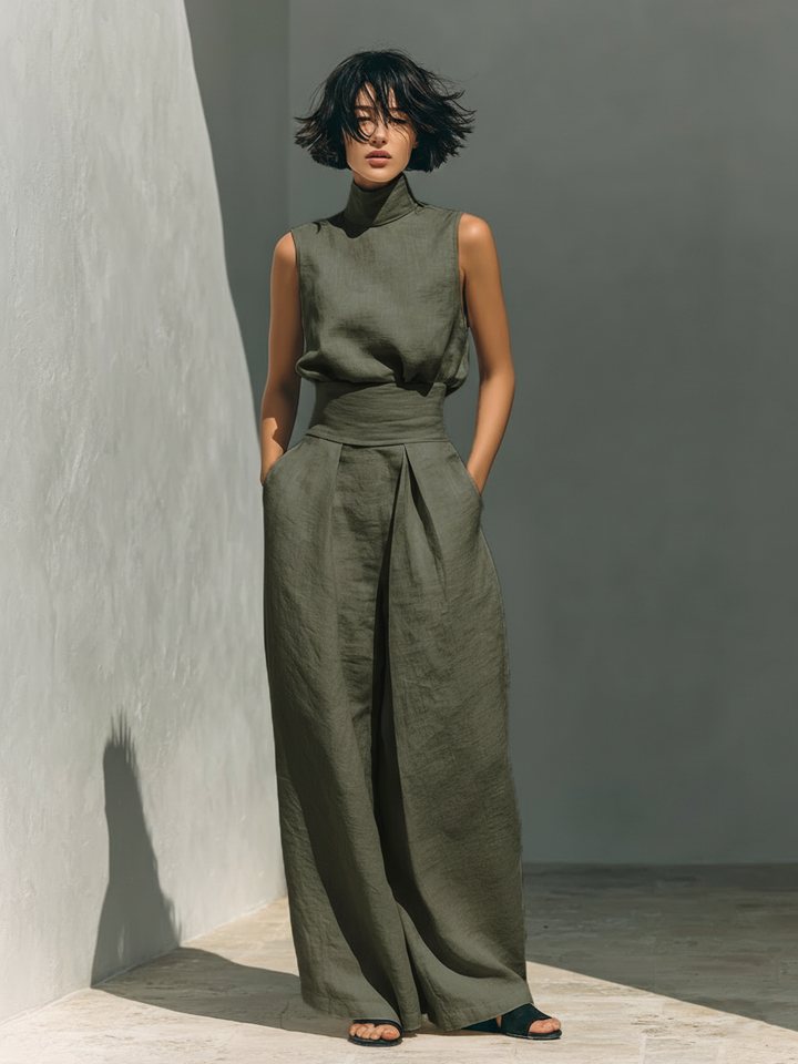 Venancia™ | Completo Minimalista Top e Pantaloni Larghi