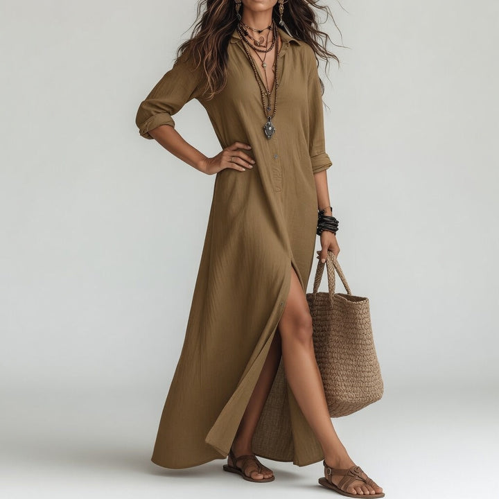 Violaine™ — Abito lungo camicia bohemien eleganza naturale