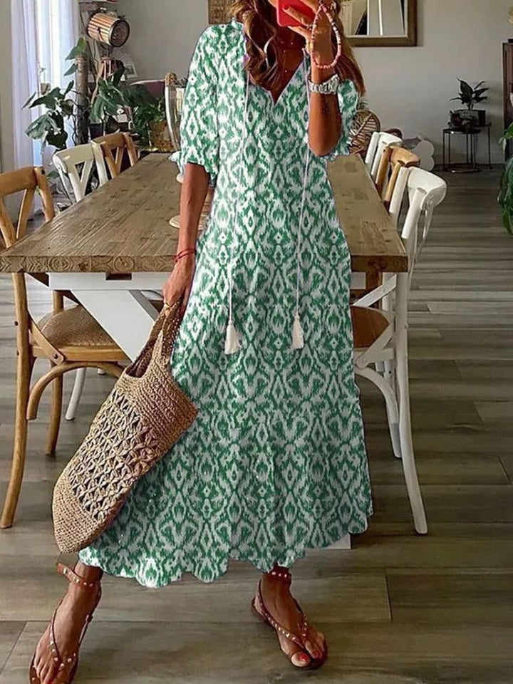 Élodie™ — Elegante abito maxi floreale in velluto