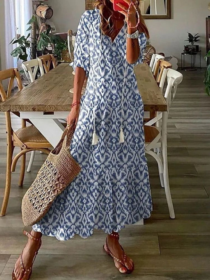 Élodie™ — Elegante abito maxi floreale in velluto