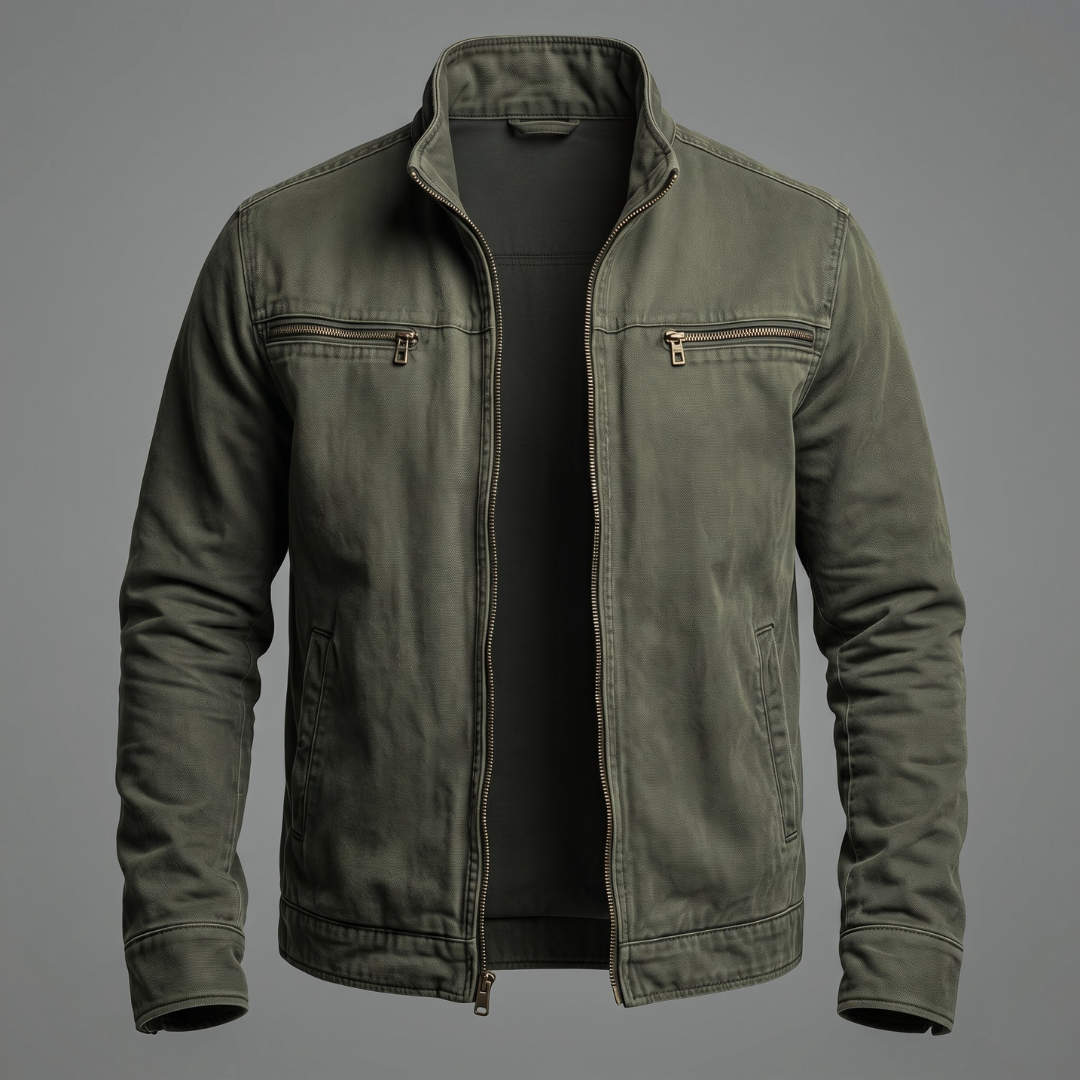 Luca | Giacca vintage in cotone con chiusura a zip