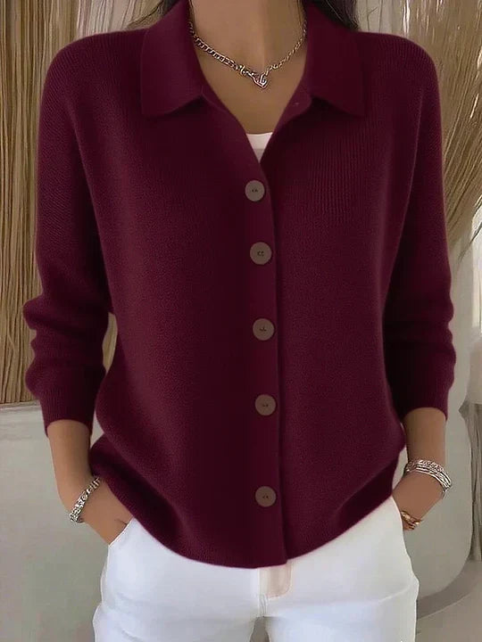 Josephine™ | Cardigan con Collo a Camicia e Bottoni