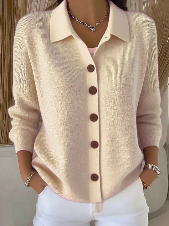 Josephine™ | Cardigan con Collo a Camicia e Bottoni