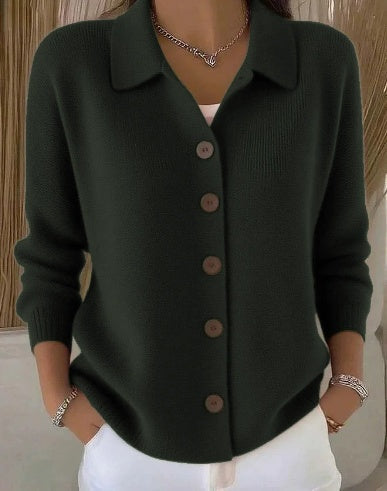 Josephine™ | Cardigan con Collo a Camicia e Bottoni