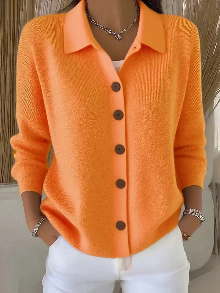 Josephine™ | Cardigan con Collo a Camicia e Bottoni
