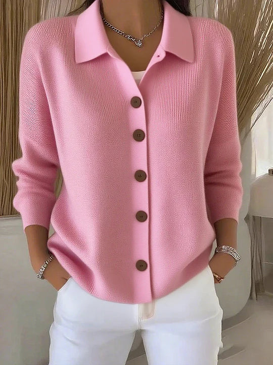 Josephine™ | Cardigan con Collo a Camicia e Bottoni