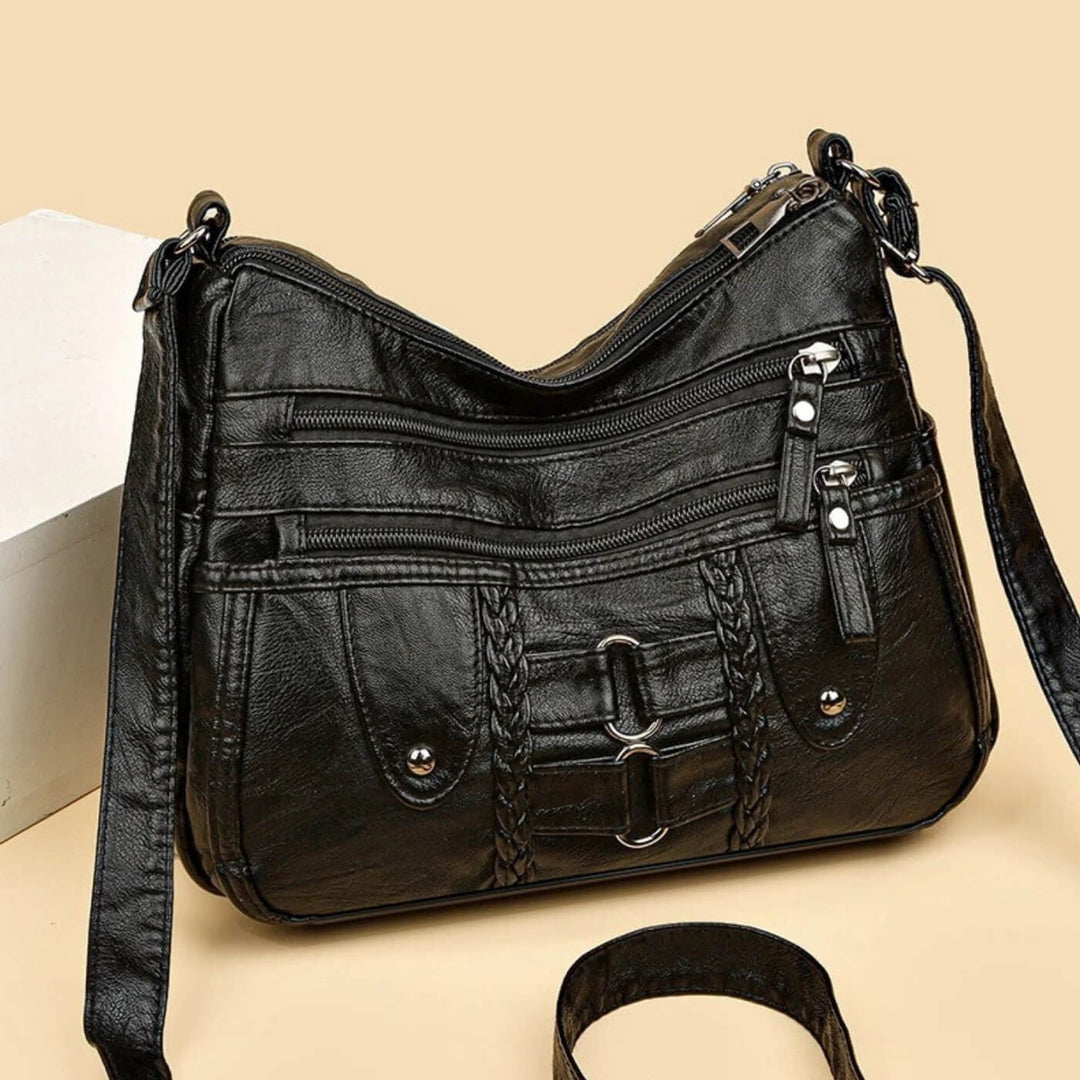 Borsa a tracolla Monica intrecciata Multi-Zip
