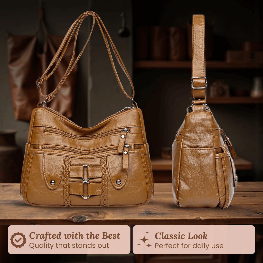 Borsa a tracolla Monica intrecciata Multi-Zip
