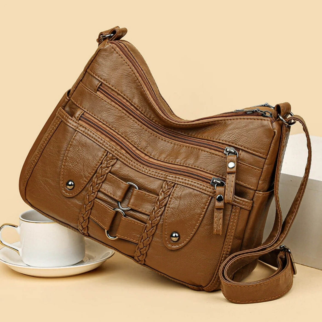 Borsa a tracolla Monica intrecciata Multi-Zip