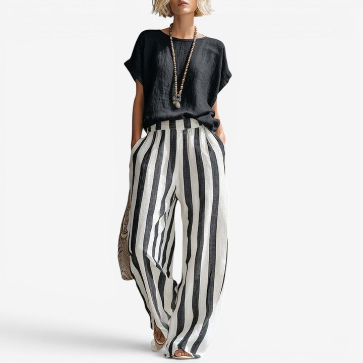 Charice™ Completo due pezzi in lino a righe