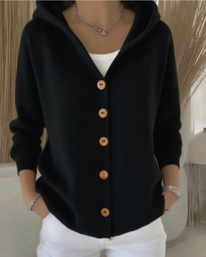 Darienne™ | Cardigan in Maglia con Cappuccio e Bottoni
