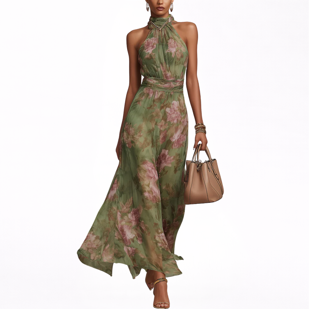 Livia | Vestito Maxi Halter Floreale