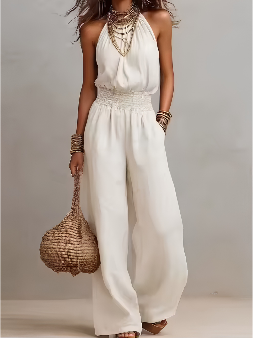 VALERIA | Tuta con Scollo Halter e Gamba Larga