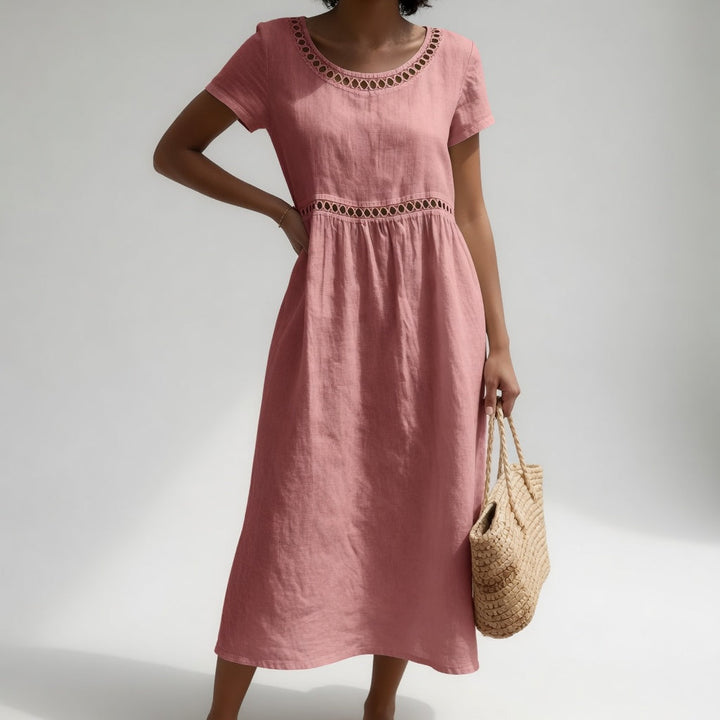 Pernelle™ | Abito midi 100% cotone ricamato femminilità delicata